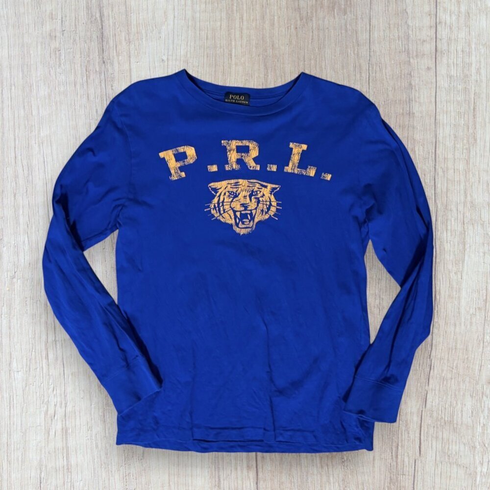 Polo Ralph Lauren Boys Tiger Graphic Tee Blue Preppy Streetwear Youth L 14-16